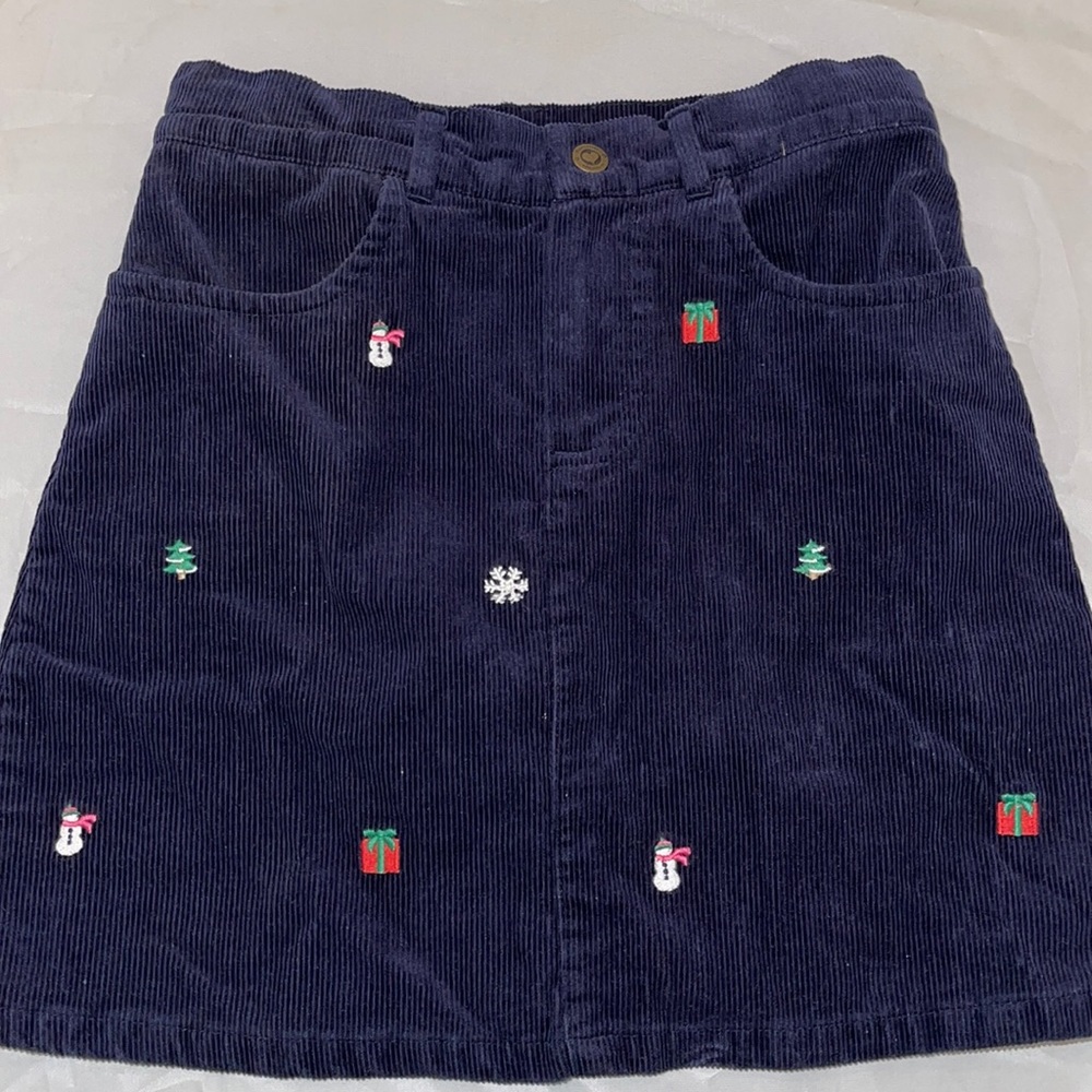 Navy corduroy Christmas skirt, NS home